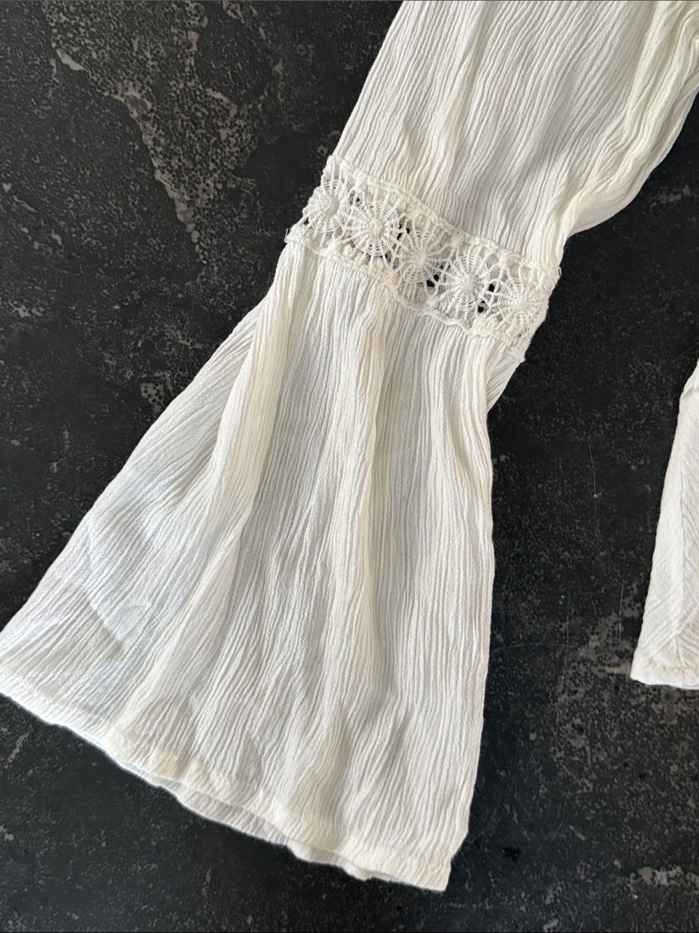 Band of Gypsies Boho Lace-Panel White Peasant Blouse - Picture 5 of 5